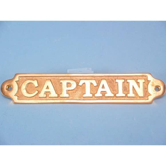Brass Plaque Captain, 17x3.5cm