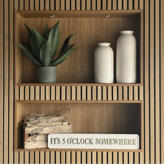 Cream and Gold 'It's 5 O'Clock Somewhere' Sign