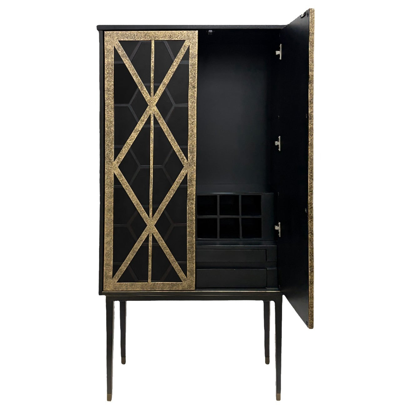 Black & Gold Luxe Bar Cabinet