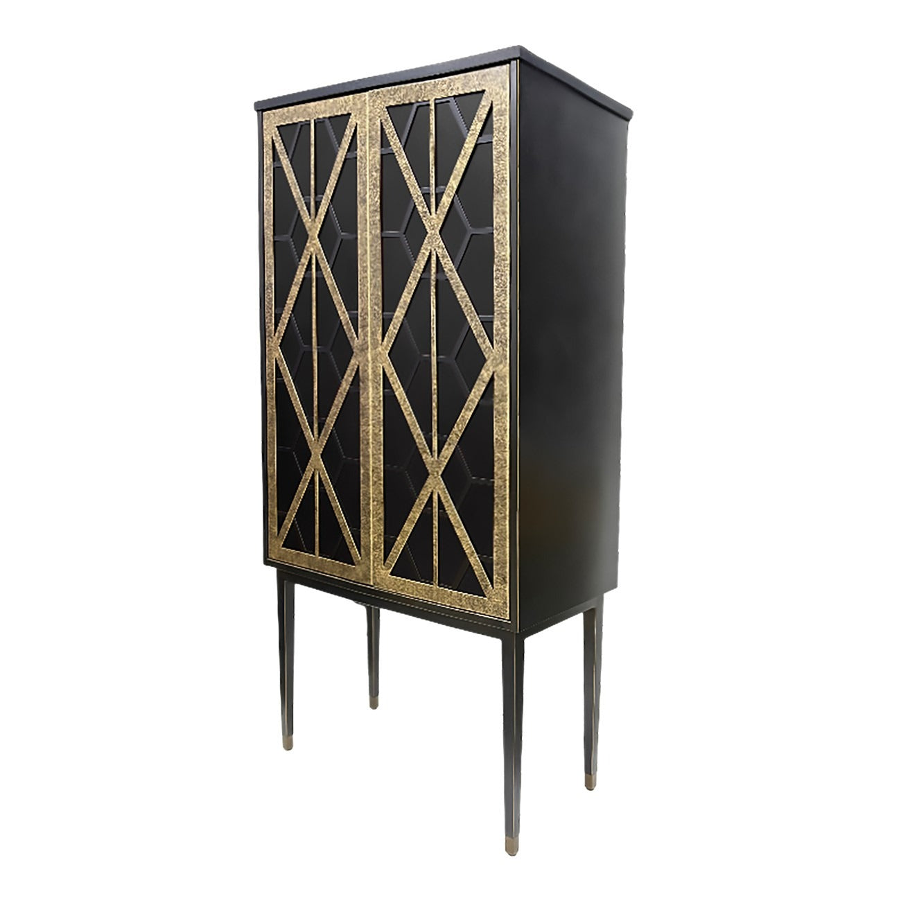 Black & Gold Luxe Bar Cabinet