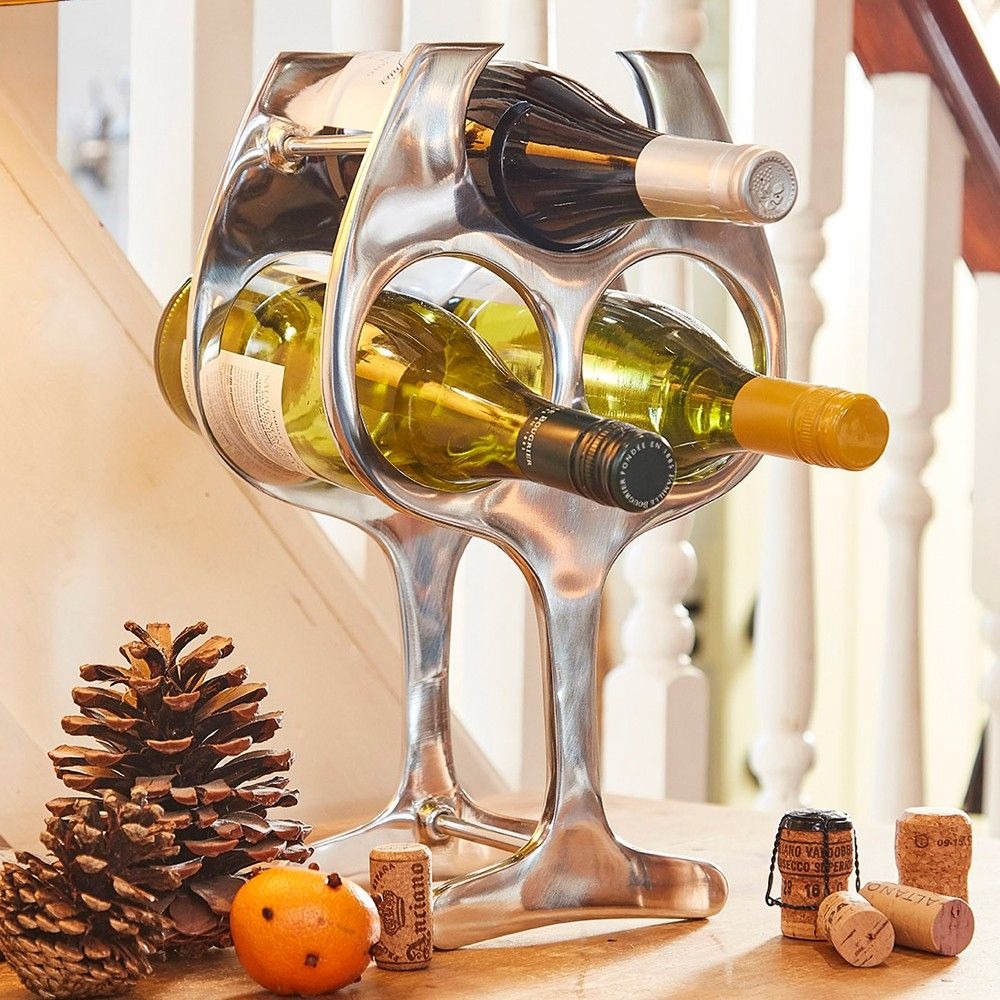 Silver Aluminium Wine Glass Bottle Rack