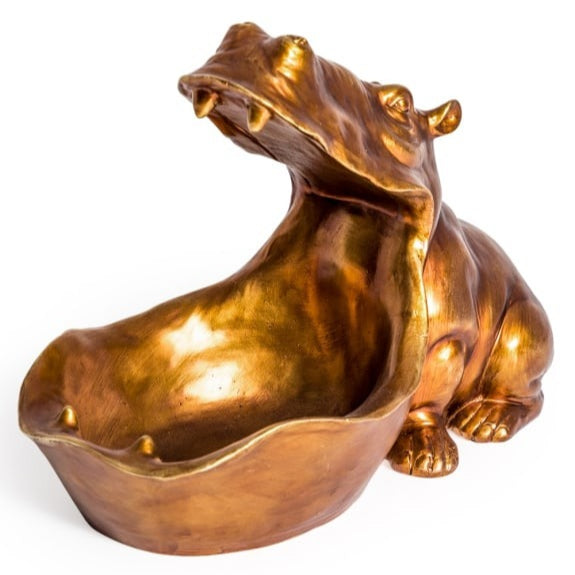 Antique Finish Hippo Storage Bowl