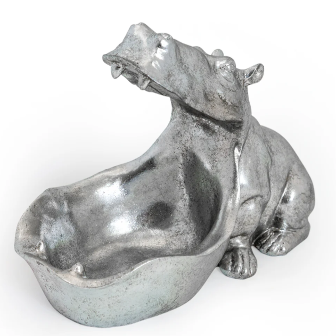 Antique Finish Hippo Storage Bowl