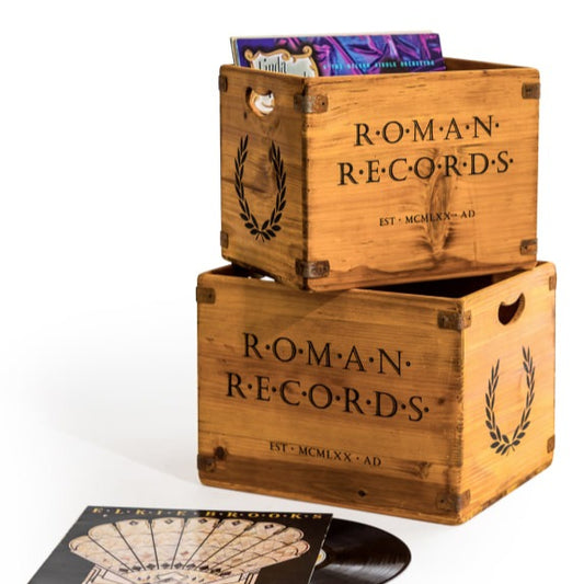 Vintage Style Wooden Record Storage Boxes