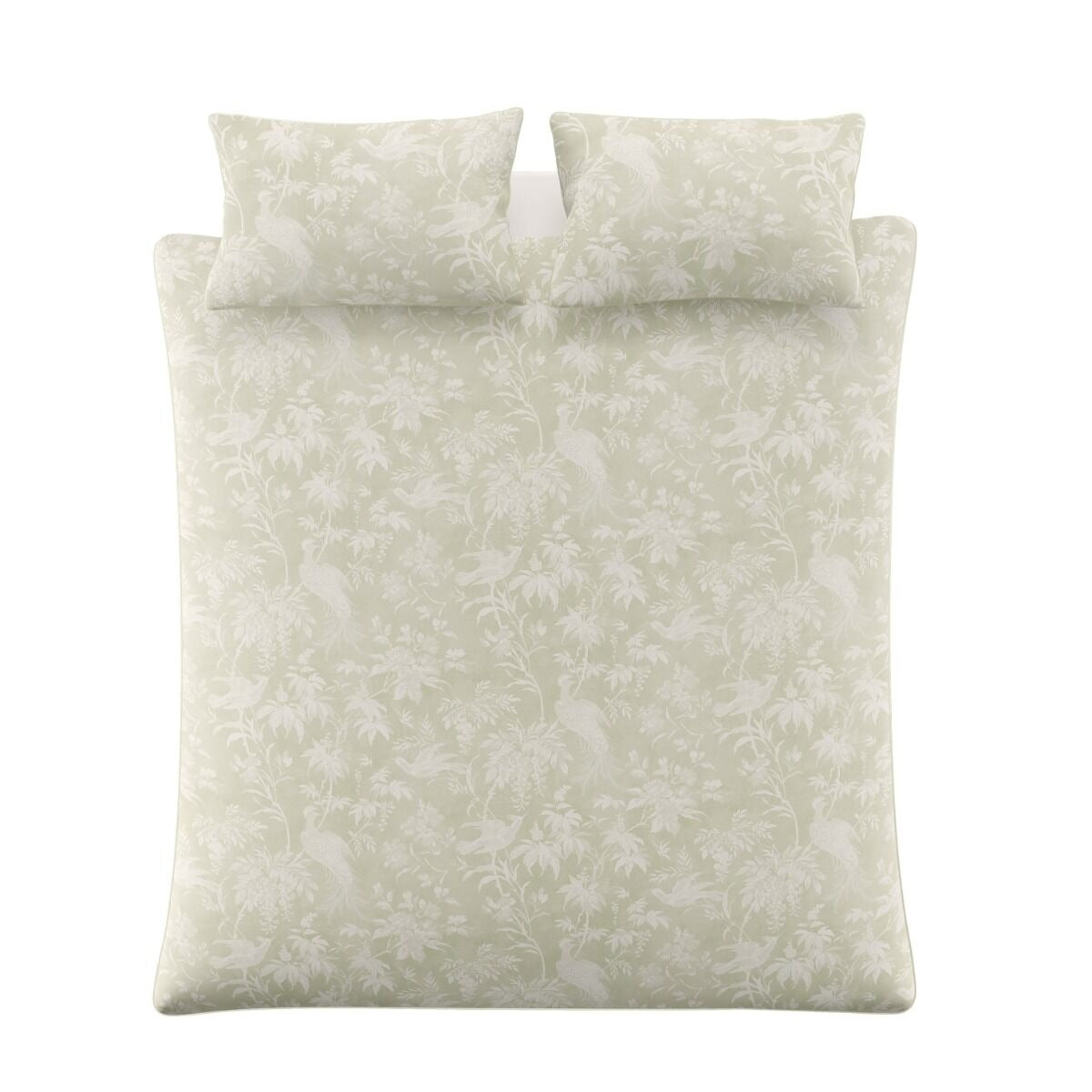 Floral patterned bed sheet set on a white background