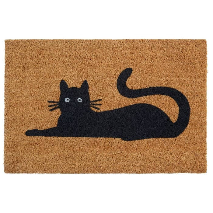 Black Cat Coir Door Mat