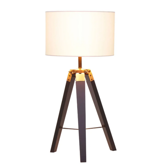 Black Wood Tripod Table Lamp