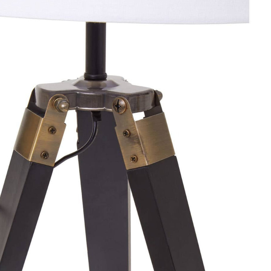 Black Wood Tripod Table Lamp