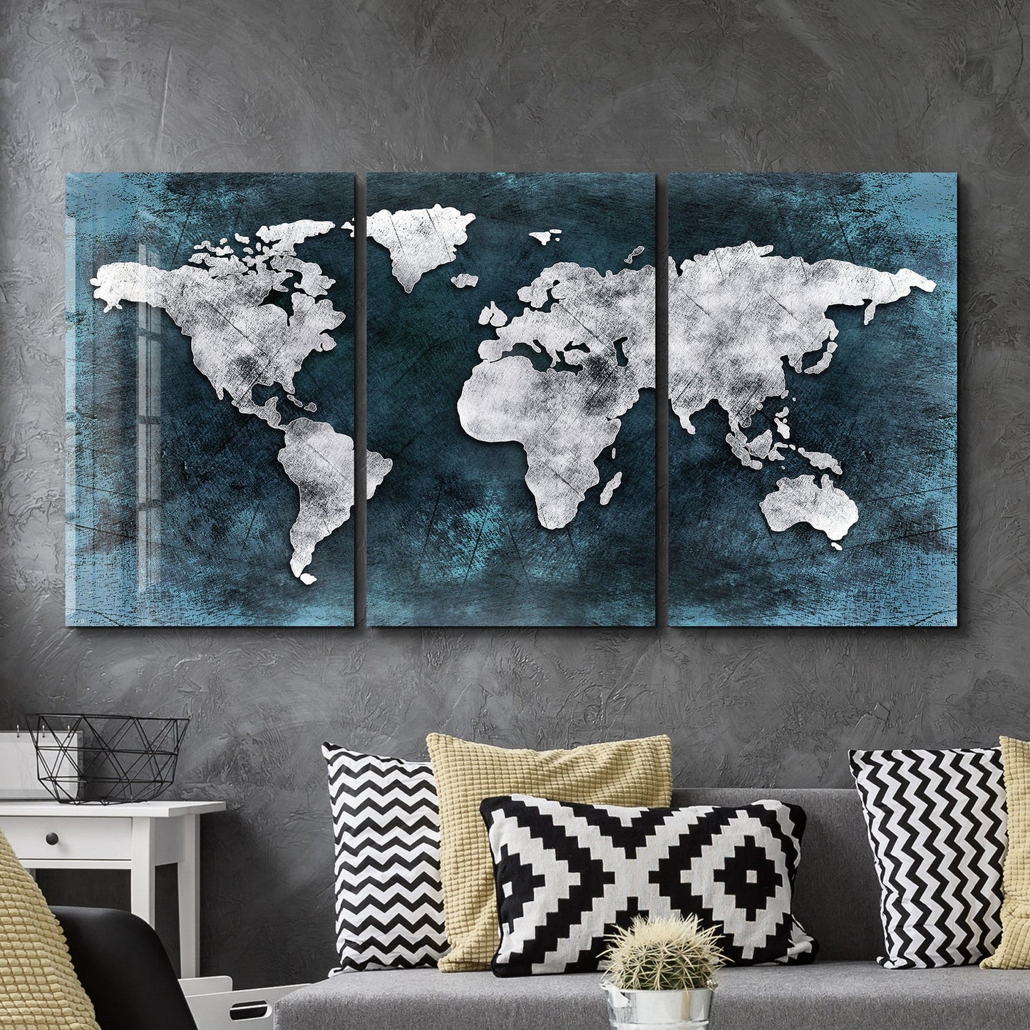 Glass World Map Wall Art