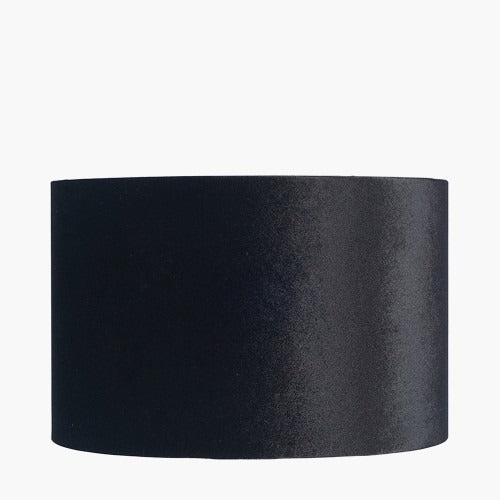 Bowie Velvet Cylinder Lampshade in 
Metallic Black