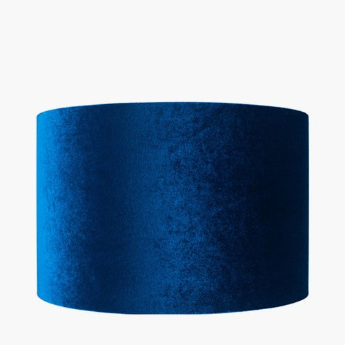 Bowie Velvet Cylinder Lampshade in Metallic Sapphire Blue