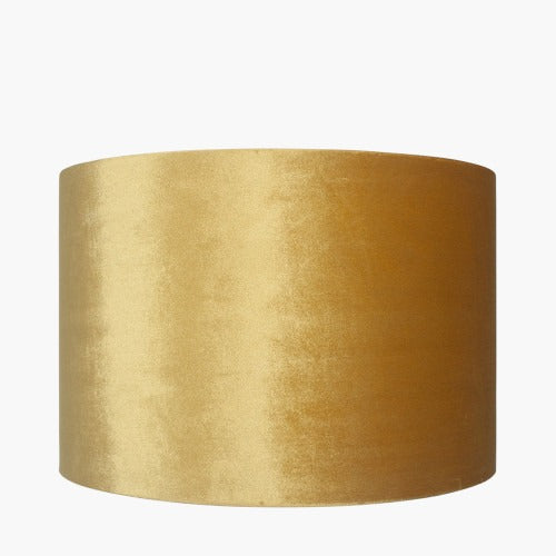 Bowie Velvet Cylinder Lampshade in Metallic Mustard Gold