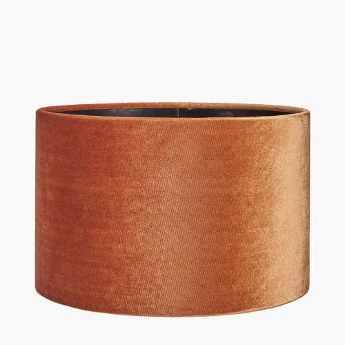 Bowie Velvet Cylinder Lampshade in Metallic Rust Orange