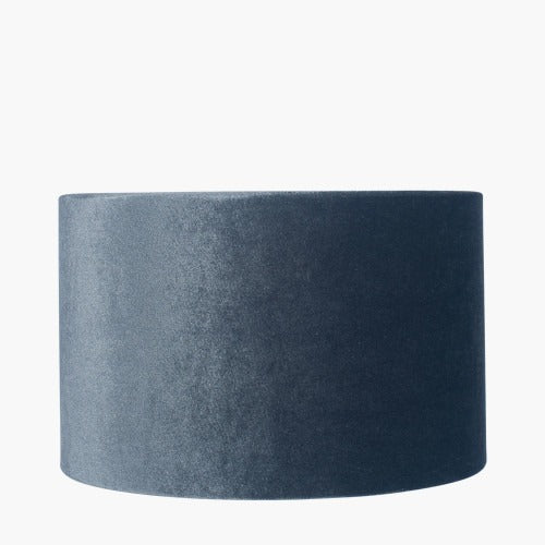 Bowie Velvet Cylinder Lampshade in Metallic Slate Grey