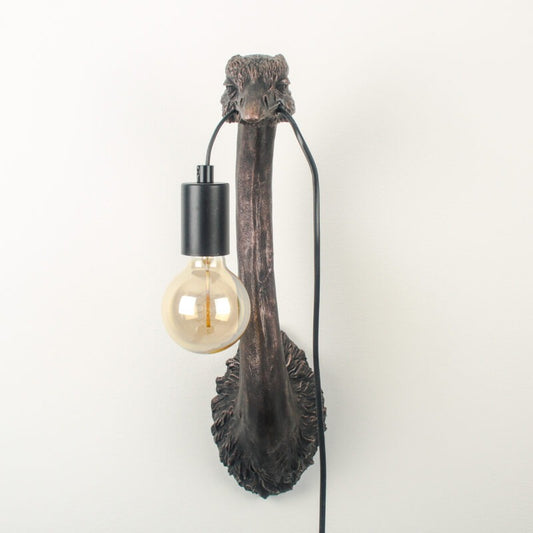 Bronze Textured Ostrich Head Wall Lamp E27 Edison Bulb
