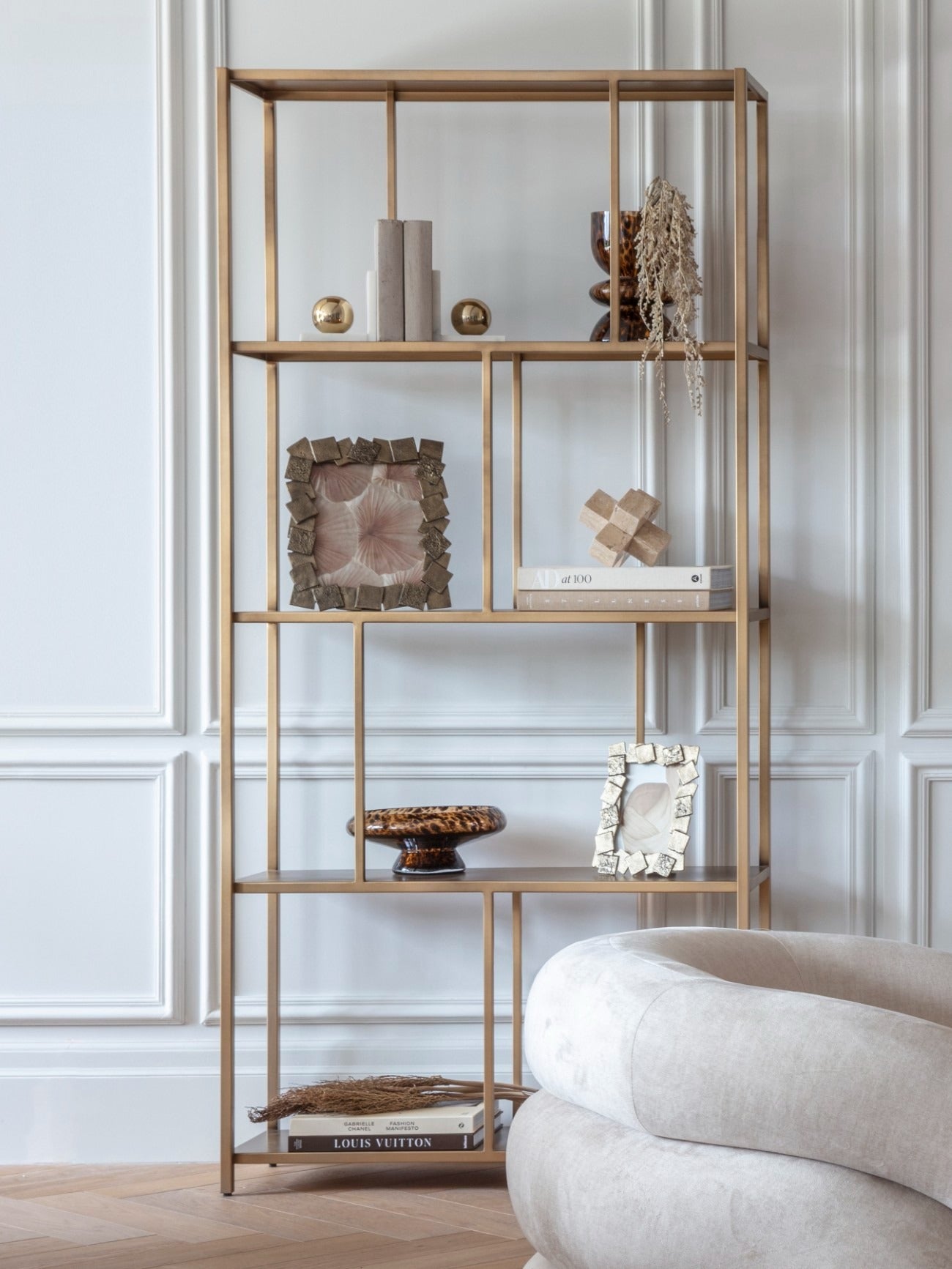Brushed Bronze Shelving Unit