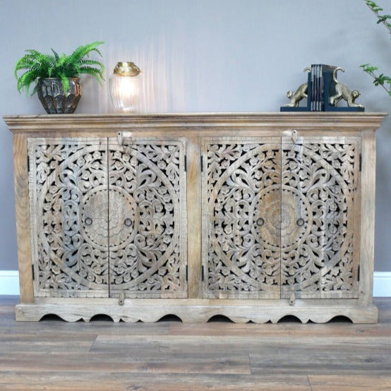 Carved Ornate Mango Wood Cabinet