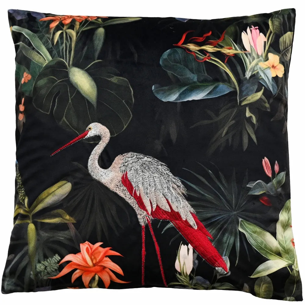 Chinoiserie Crane Cushion Embroidered
