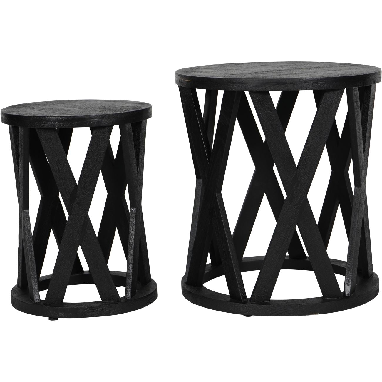 Colonial Burnt Wood Set of Side Tables