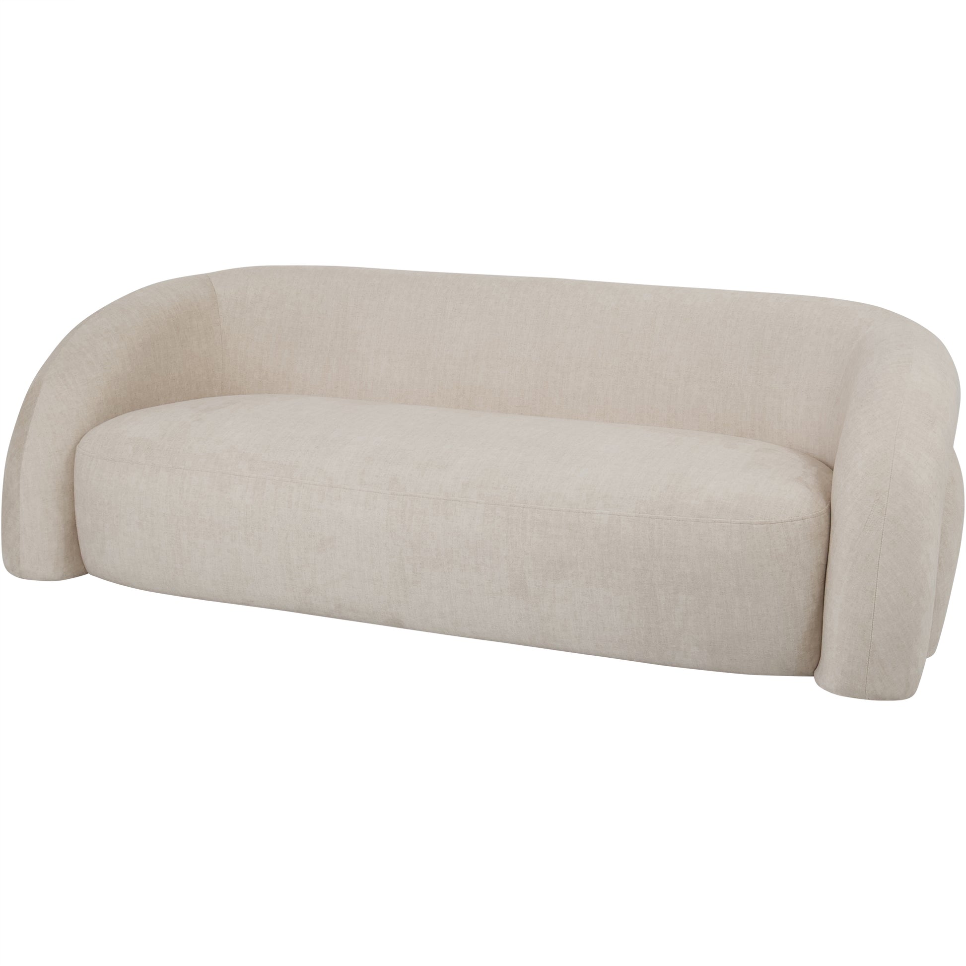 cream sofa with curved design on a white background