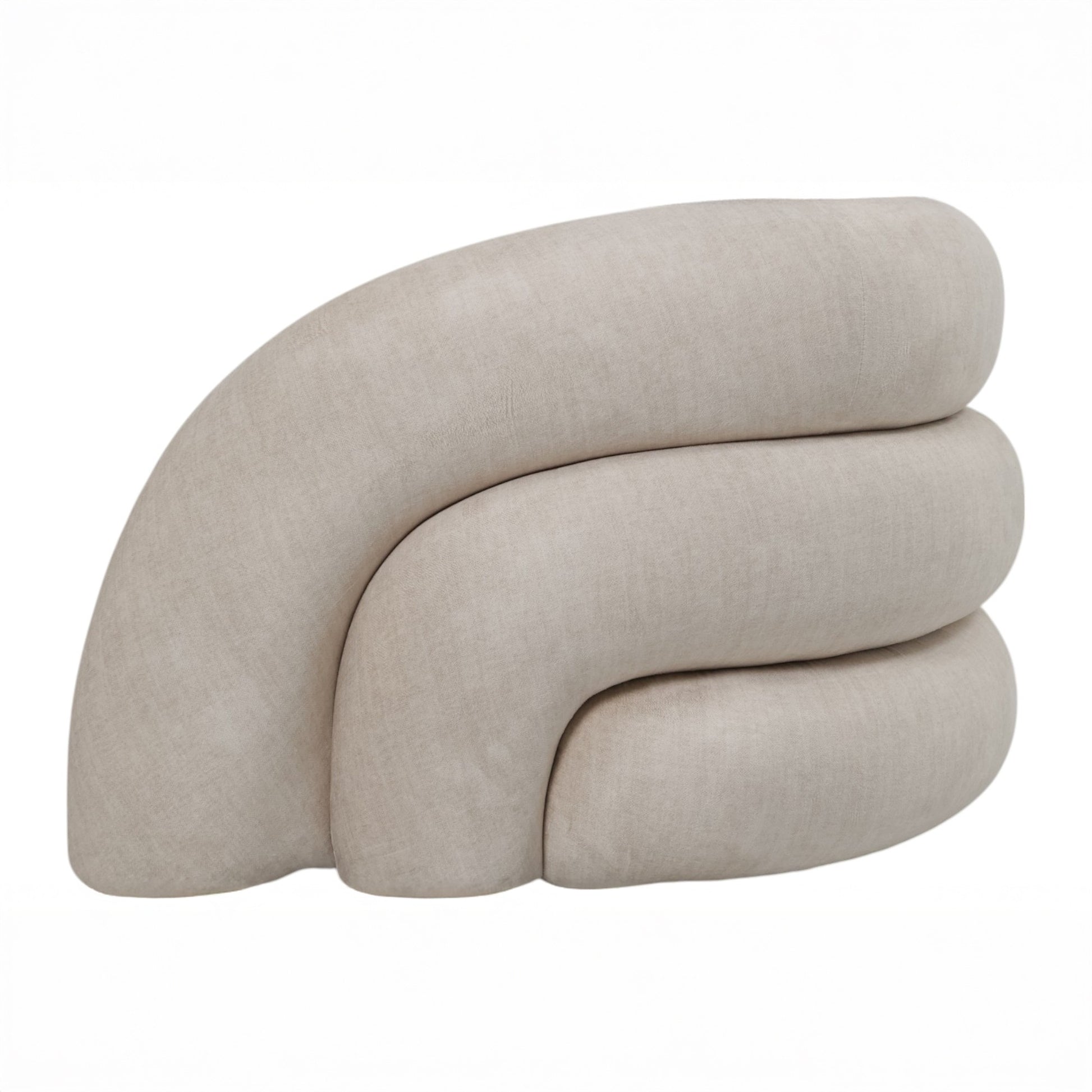 Beige curved sofa on a white background
