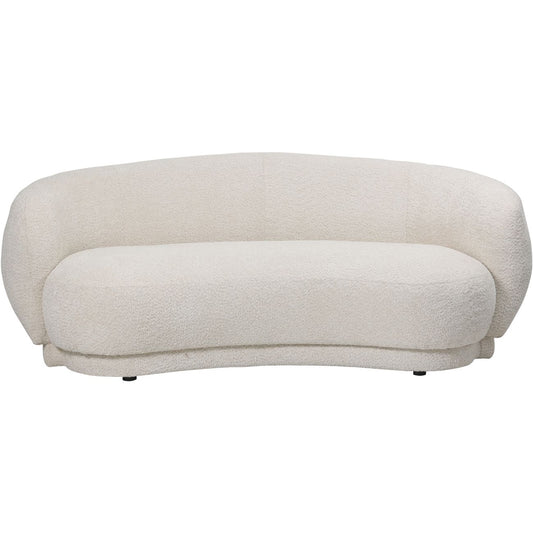 Curved Ivory Boucle Textured Sofa