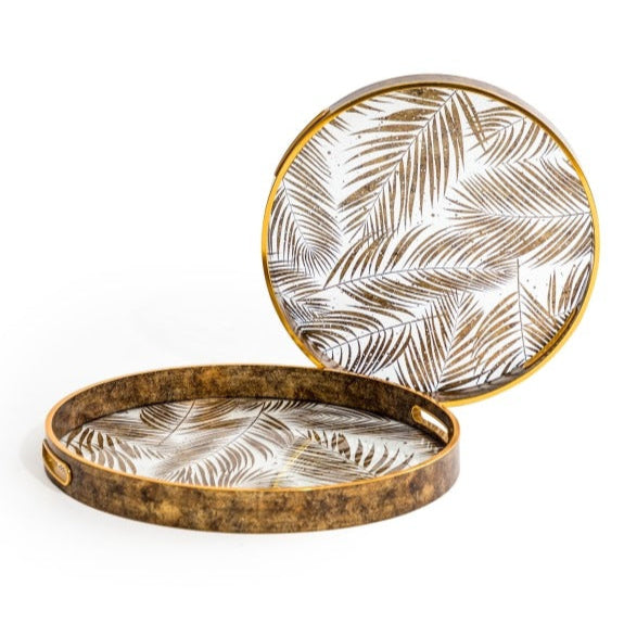 Dark Bronze Palm Leaf Serving Trays