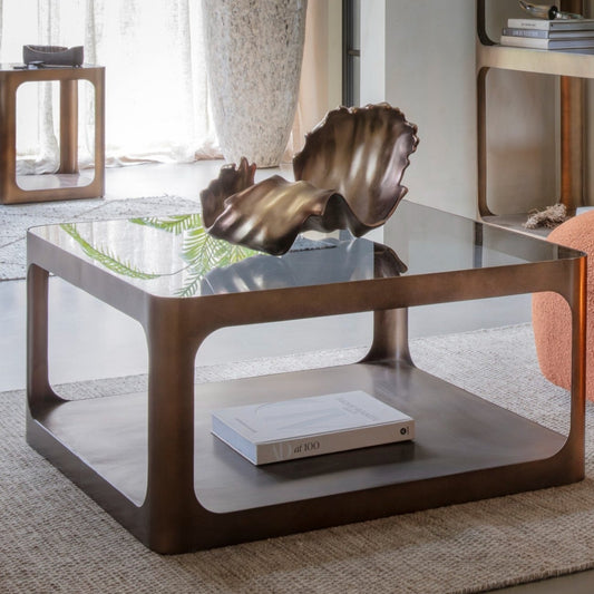 Smoked Copper Metal Coffee Table