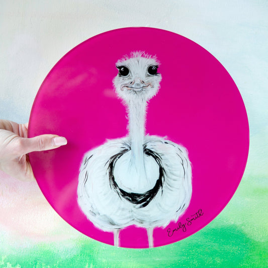 Pink ostrich glass placemat
