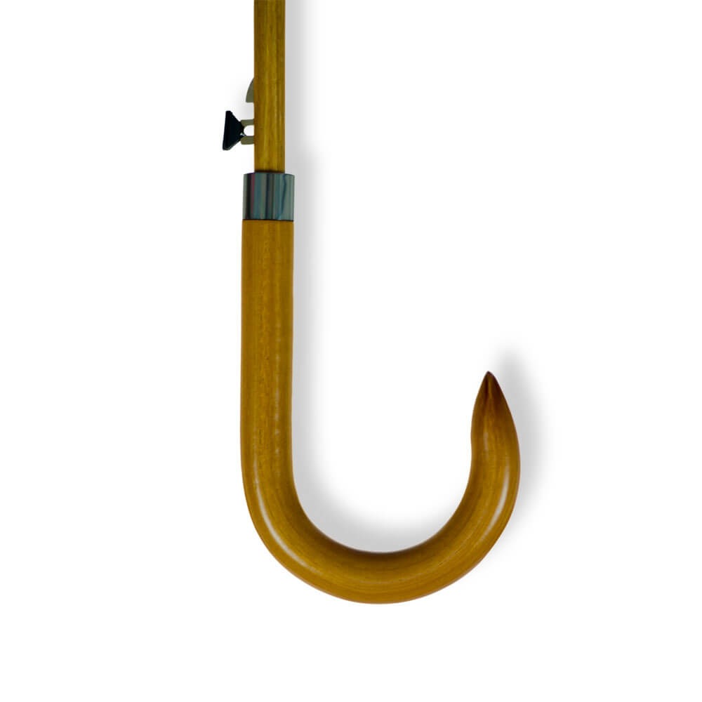 Brown umbrella handle on a white background
