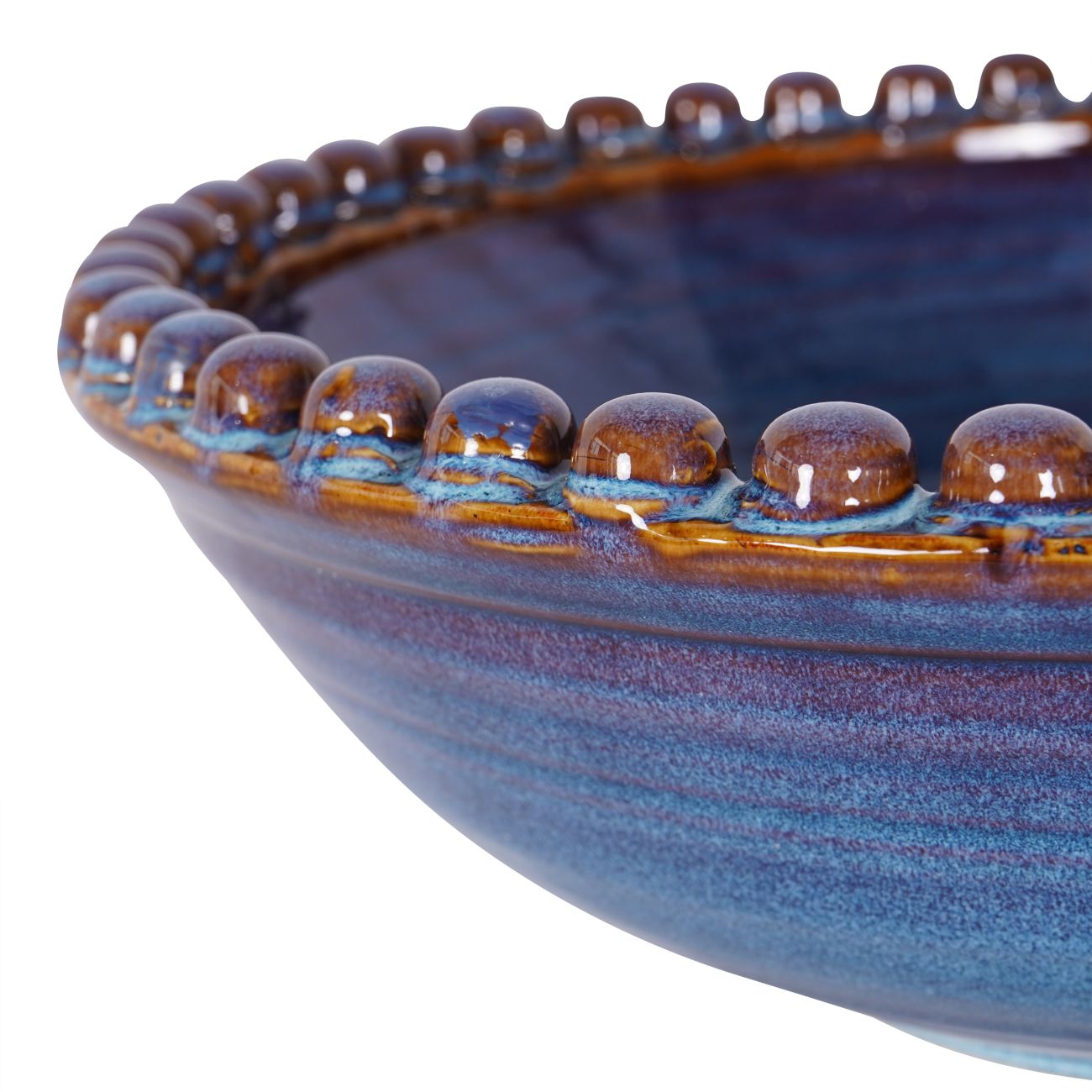 Extra Large Blue Glazed Bobble Bowl
