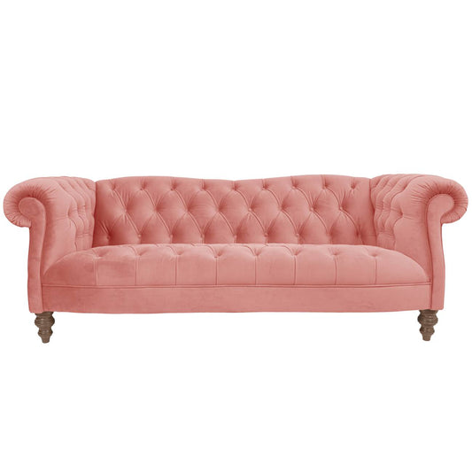 Flamingo Pink Velvet Chesterfield Sofa