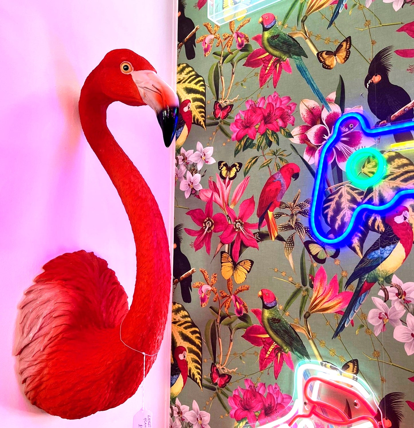 Pink Flamingo Head Wall Decoration