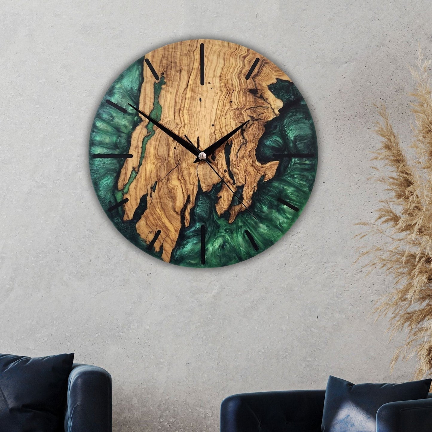 Green Forest Olive Wood Clock
