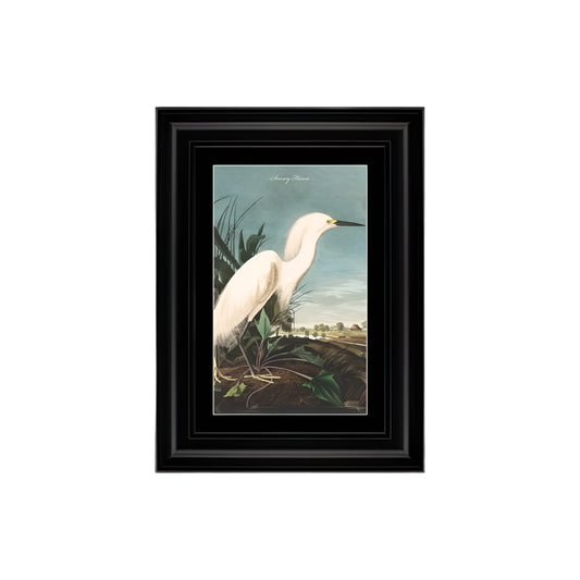 White Heron Framed Velvet Wall Art