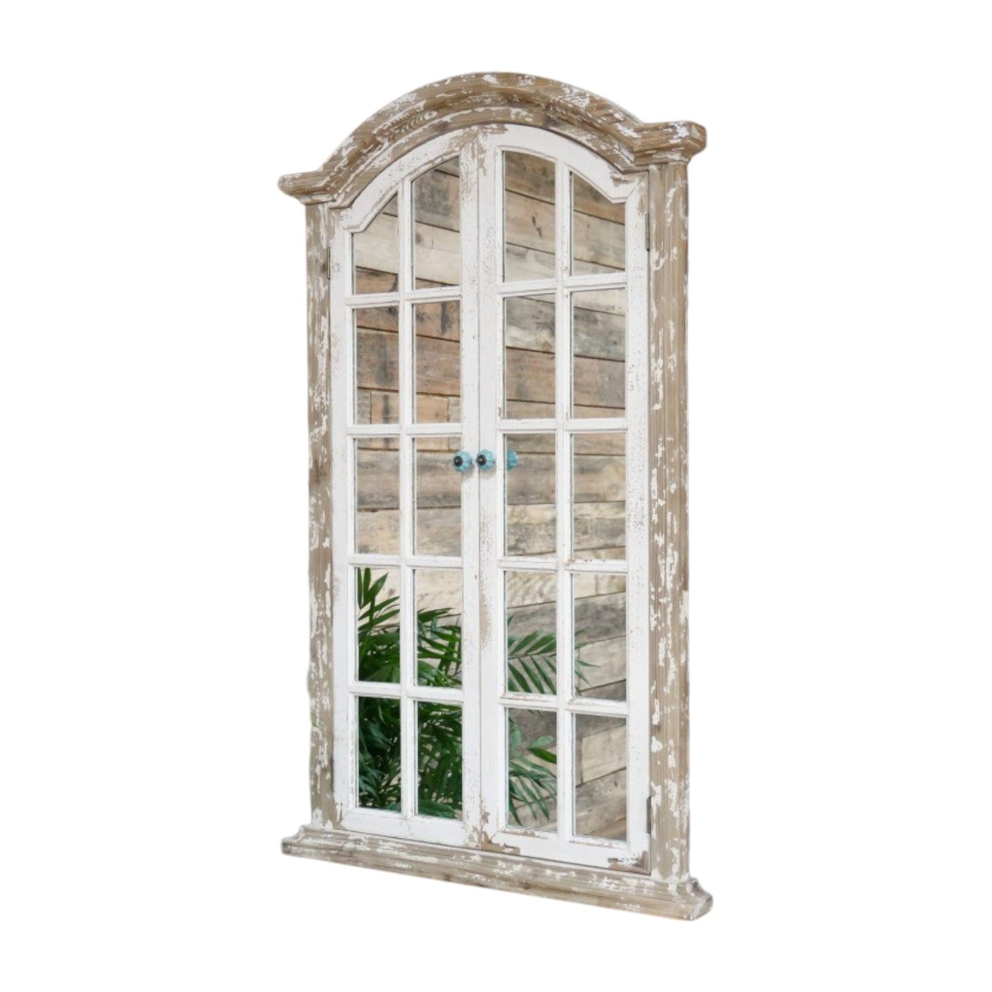 Transform your space with this daring French Window Style Wall Mirror. Its large size and intricate pane detailing evoke rustic French charm, creating a bold focal point that elevates any room. Perfect for adding character and a touch of vintage elegance to your home decor.