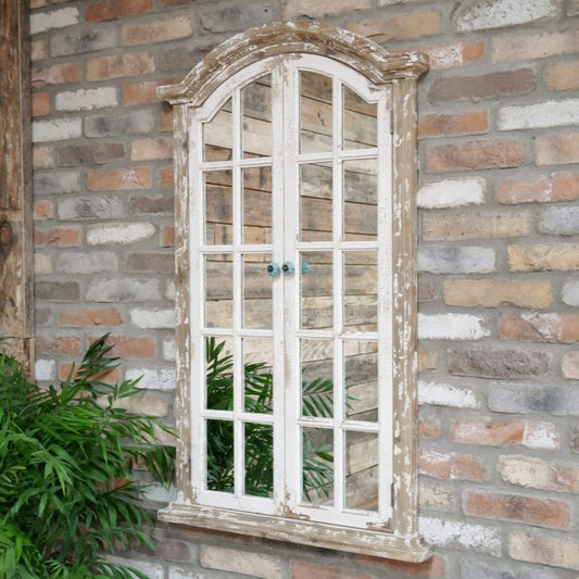 Transform your space with this daring French Window Style Wall Mirror. Its large size and intricate pane detailing evoke rustic French charm, creating a bold focal point that elevates any room. Perfect for adding character and a touch of vintage elegance to your home decor.