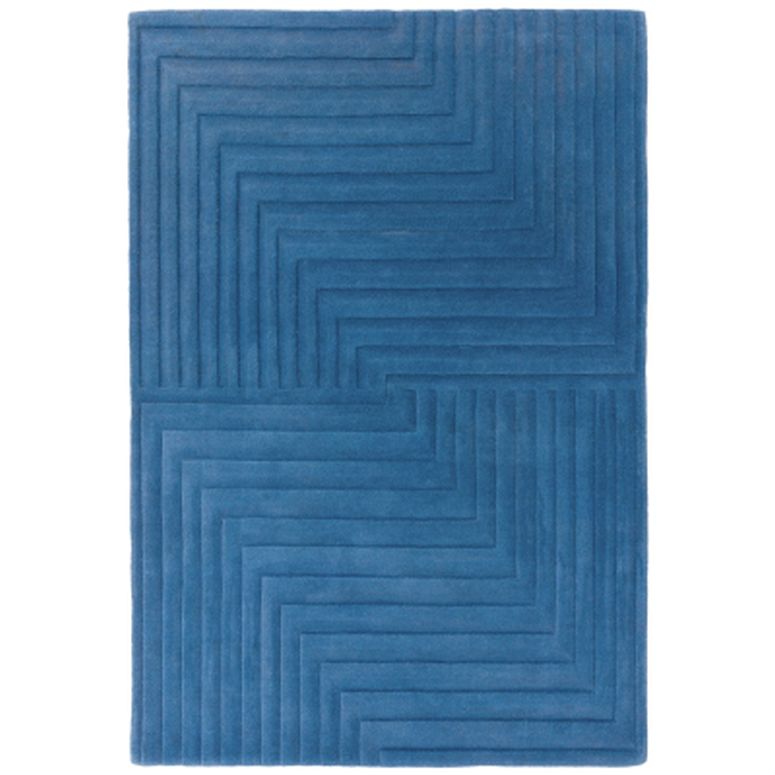 Geometric Carved Blue Rug