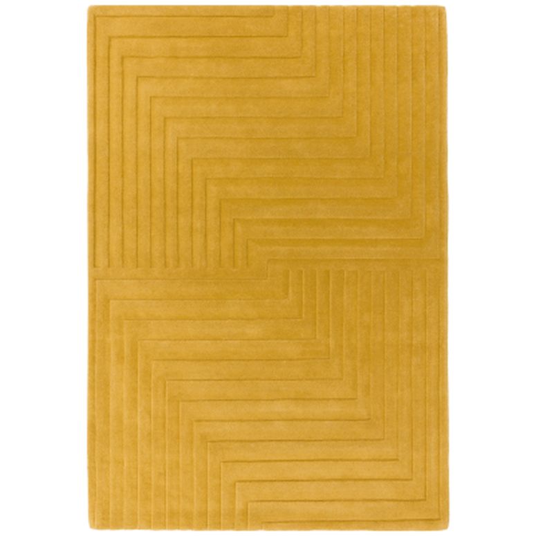 Geometric Carved Ochre Rug