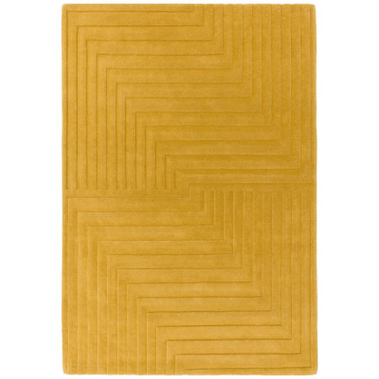 Geometric Carved Ochre Rug
