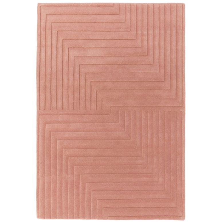 Geometric Carved Pink Rug