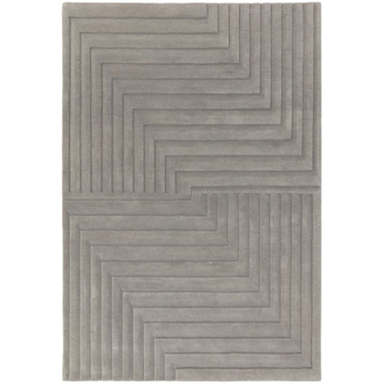 Geometric Carved Silver Rug