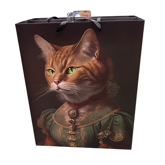 Ginger Tabby Regal Cat Paper Gift Bag Large