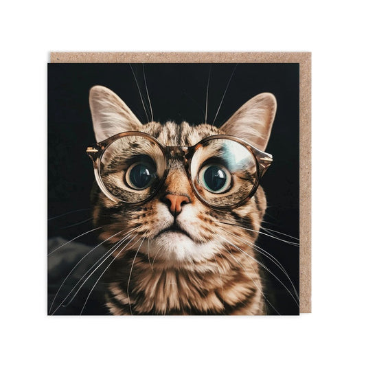 Glasses Cat Greeting Card