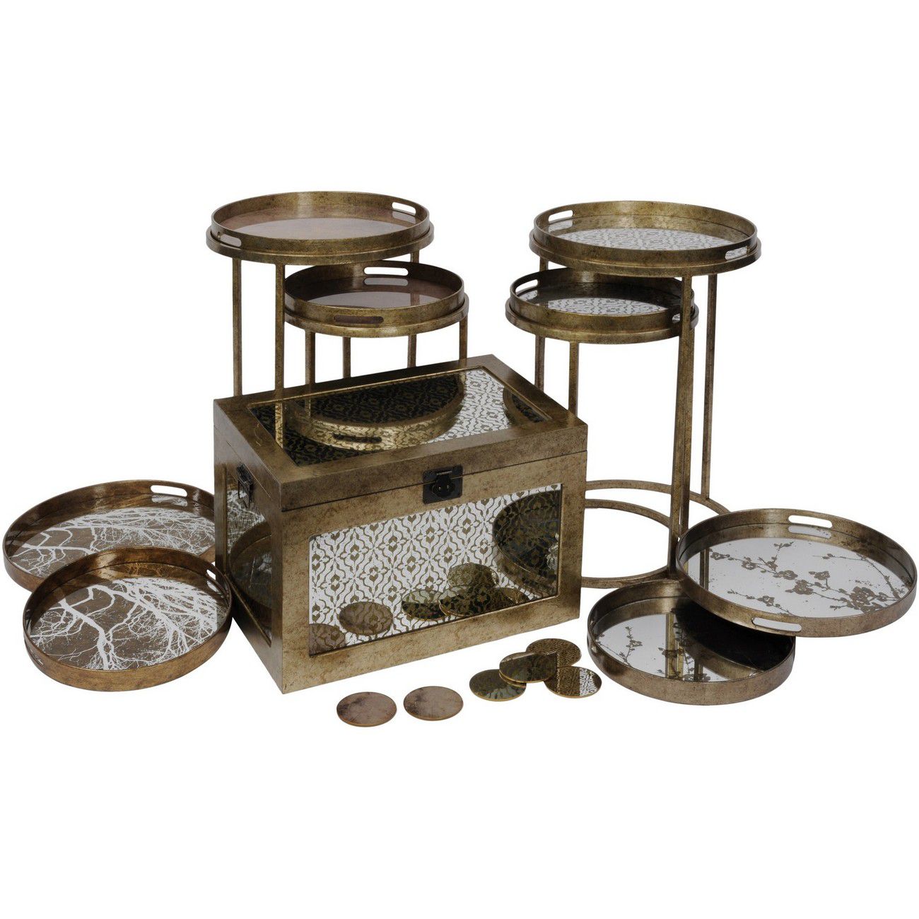 Globe Antique Gold Set of Side Tables