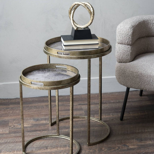Globe Antique Gold Set of Side Tables