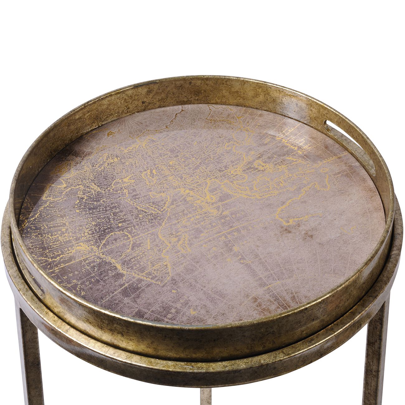 Globe Antique Gold Set of Side Tables