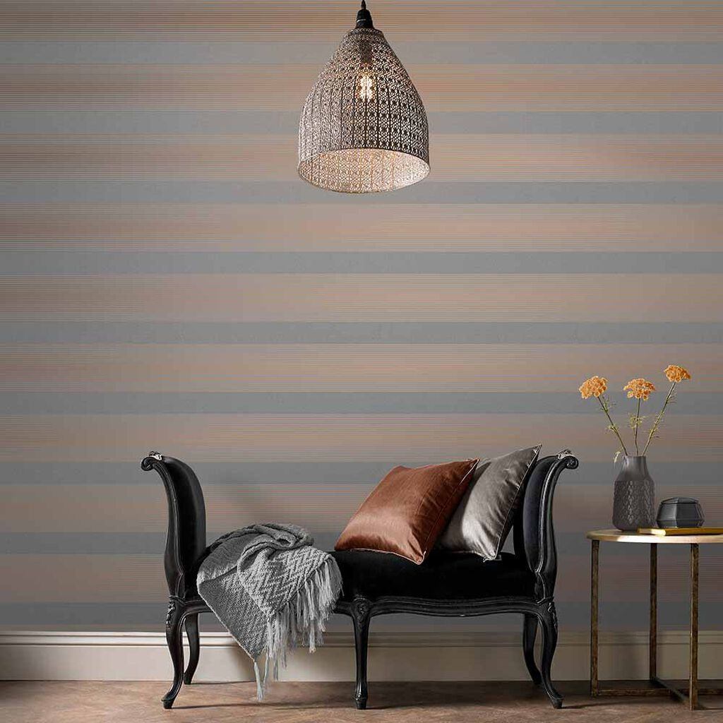 Gold and Grey Striped Wallpaper