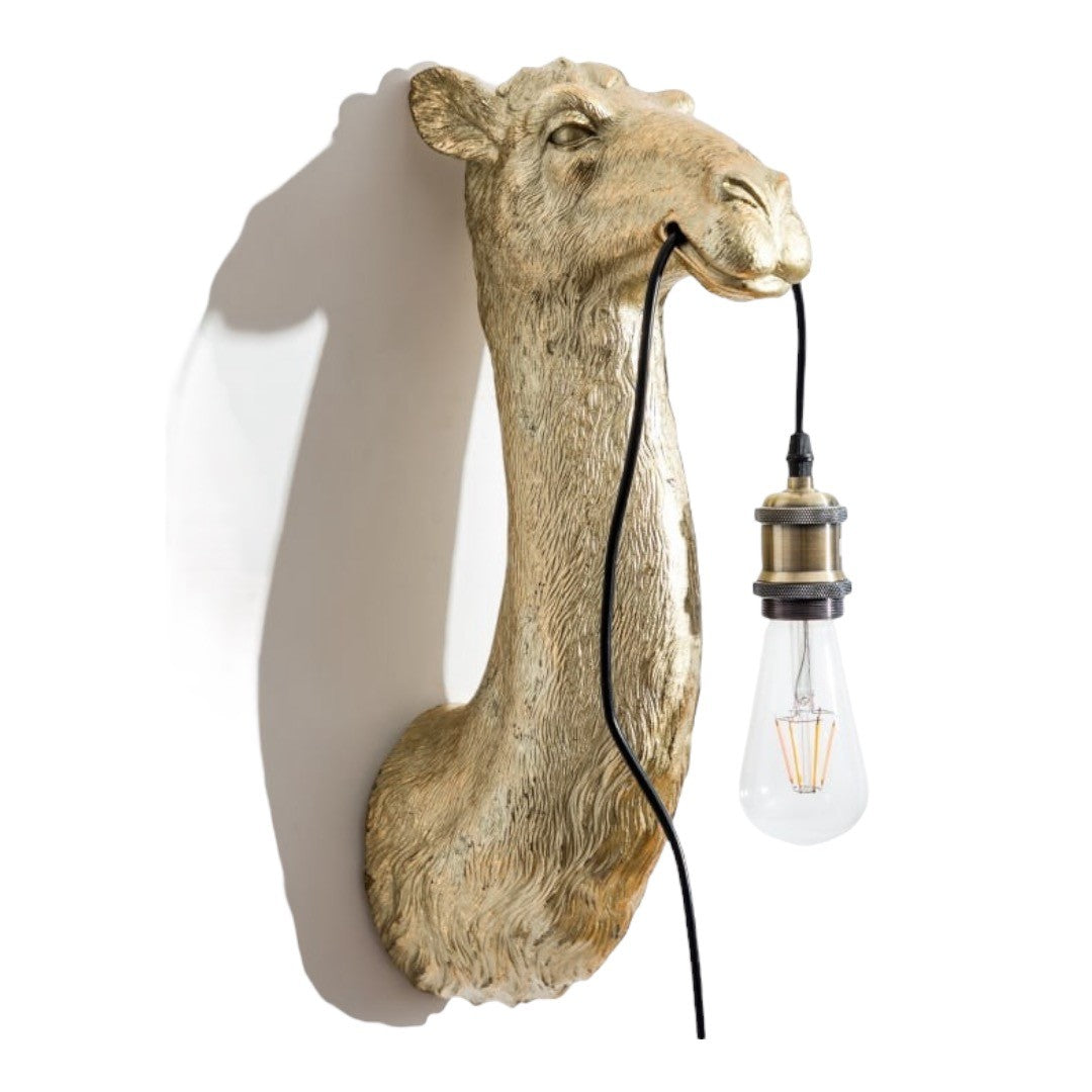 Gold Camel Head Wall Lamp E27 Bulb