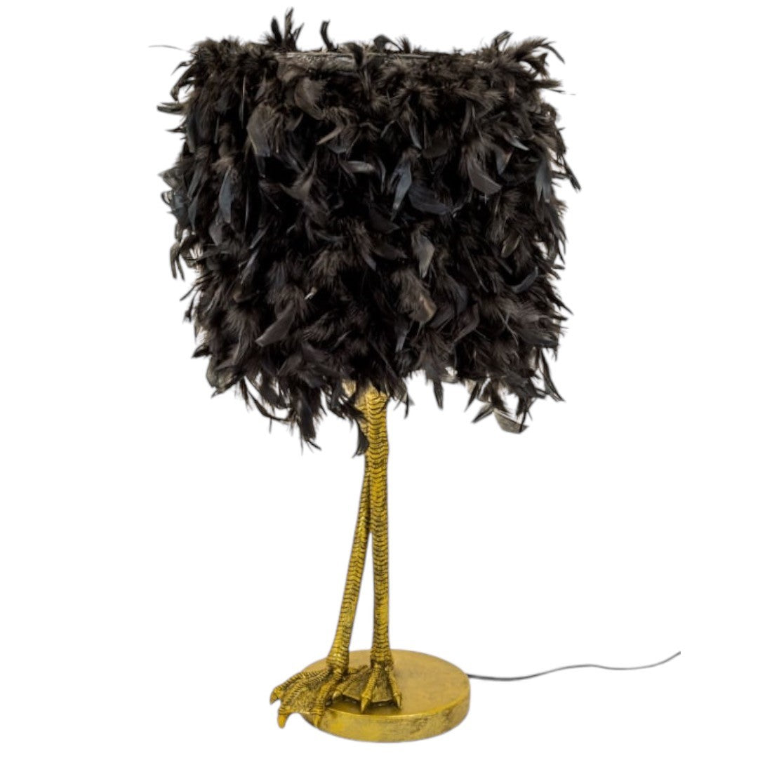 Gold Flamingo Bird Leg Lamp Feather Shade